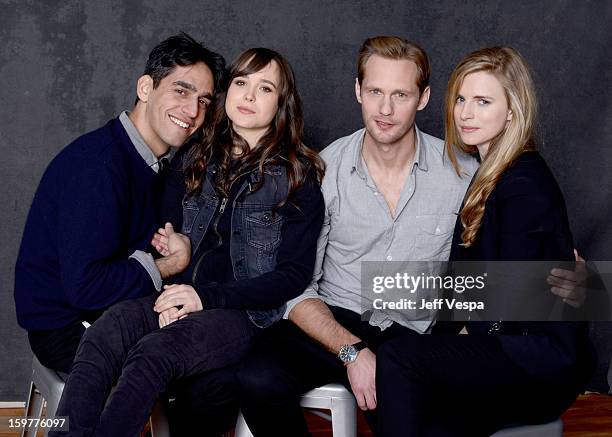 Filmmaker Zal Batmanglij, actors Ellen Page, Alexander Skarsgard, and Brit Marling pose for a portrait during the 2013 Sundance Film Festival at the...