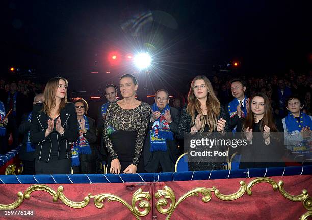 Pauline Ducruet, Princess Stephanie of Monaco and Camille Gotlieb attend day three of the Monte-Carlo 37th International Circus Festival on January...