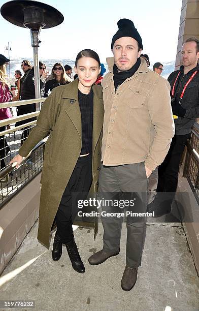 Actors Rooney Mara and Casey Affleck attend the "Aint Them Bodies Saints" premiere at Eccles Center Theatre during the 2013 Sundance Film Festival on...