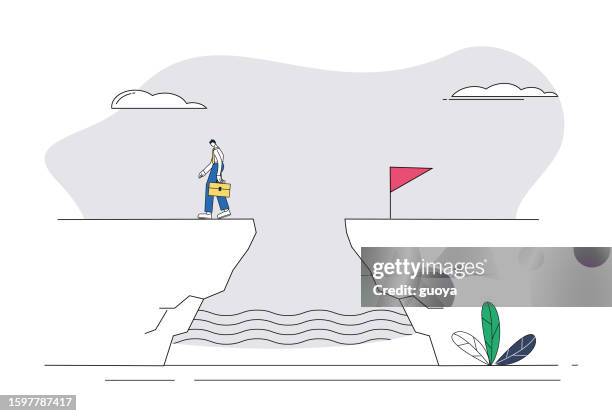 white-collar workers encounter difficulties and give up their goals. - bridging a gap concept stock illustrations