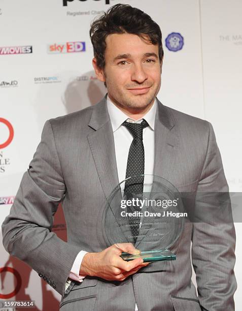 David Raedeker poses in The London Film Critics Film Awards press room on January 20, 2013 in London, England.