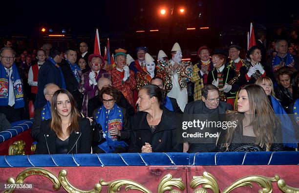 Pauline Ducruet, Princess Stephanie of Monaco and Camille Gotlieb attend day three of the Monte-Carlo 37th International Circus Festival on January...