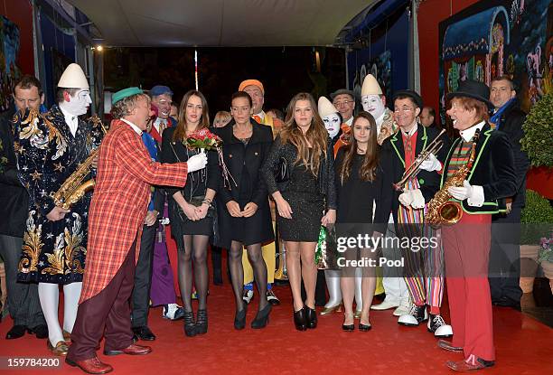 Pauline Ducruet, Princess Stephanie of Monaco and Camille Gotlieb attend day three of the Monte-Carlo 37th International Circus Festival on January...