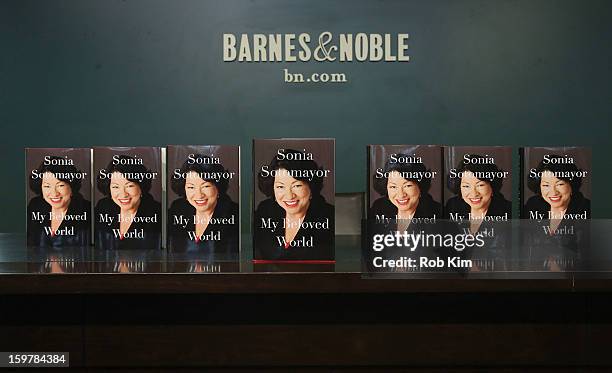 Justice Sonia Sotomayor's new book "My Beloved World" at Barnes & Noble Union Square on January 20, 2013 in New York City.