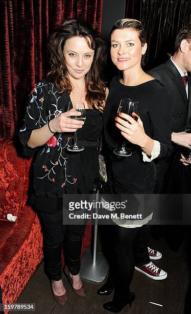 Ania Sowinski and Holly Davidson attend an after party following the London Critics Circle Film Awards at Quince Restaurant, The May Fair Hotel on...