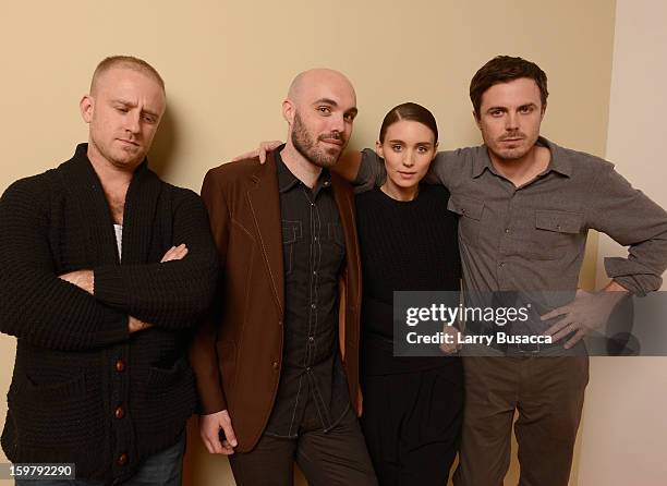 Actors Ben Foster, Rooney Mara, writer/director David Lowery and actor Casey Affleck pose for a portrait during the 2013 Sundance Film Festival at...