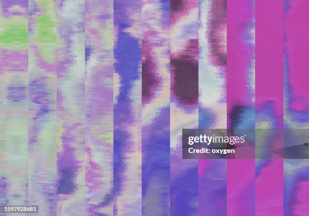 abstract geometric distirted glitch colored noise shapes  pattern vertical fuchsia lines background - rectangle grid pattern stock pictures, royalty-free photos & images