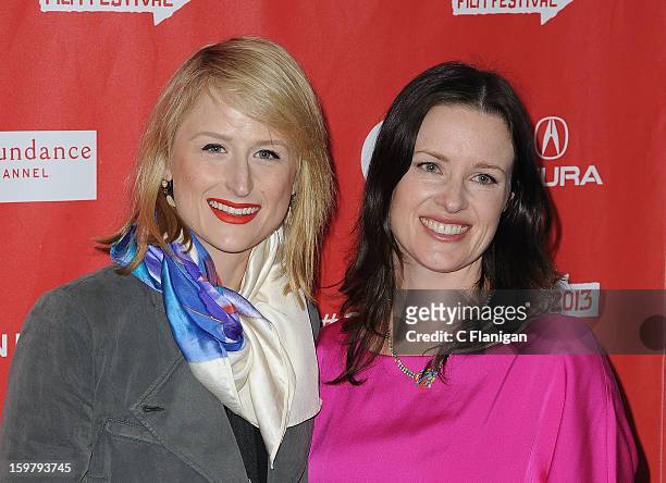 Mamie Gummer and Liz Garcia arrive for "The Lifeguard" Premiere at Library Center Theater on January 19, 2013 in Park City, Utah.