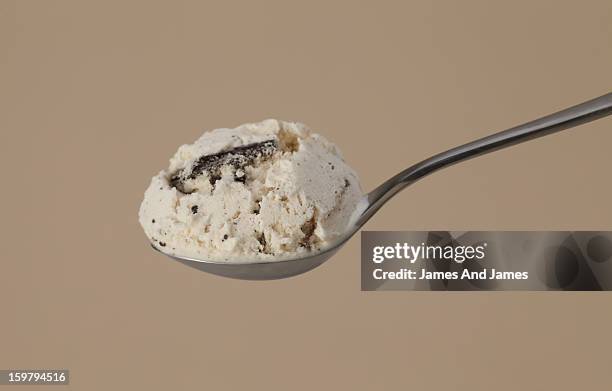 cookies and cream ice cream - elegant spoon stock pictures, royalty-free photos & images