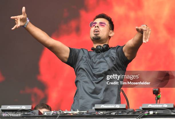 Afrojack performs during Lollapalooza at Grant Park on August 06, 2023 in Chicago, Illinois.