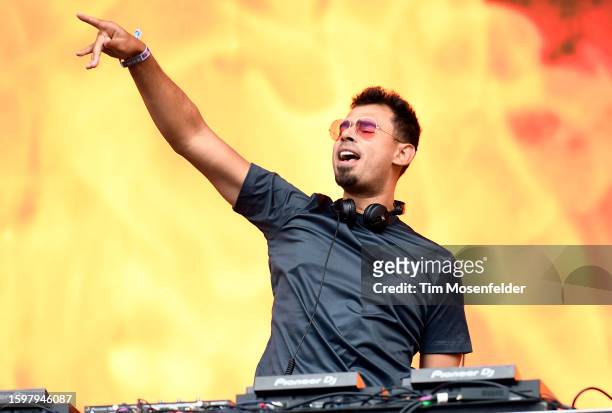 Afrojack performs during Lollapalooza at Grant Park on August 06, 2023 in Chicago, Illinois.