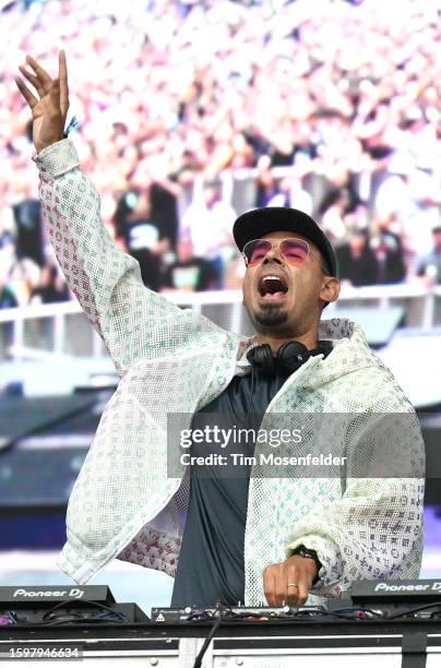 Afrojack performs during Lollapalooza at Grant Park on August 06, 2023 in Chicago, Illinois.