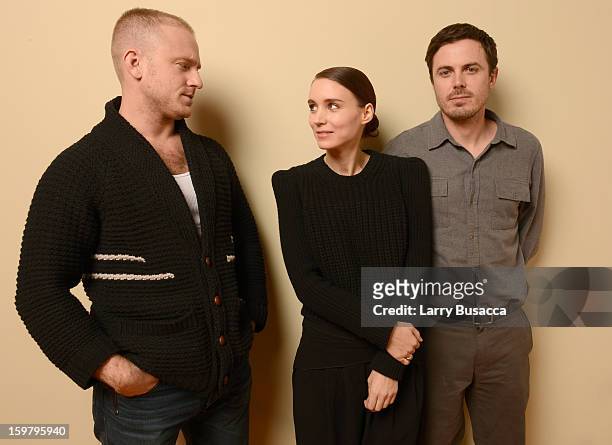 Actors Ben Foster, Rooney Mara and Casey Affleck pose for a portrait during the 2013 Sundance Film Festival at the Getty Images Portrait Studio at...
