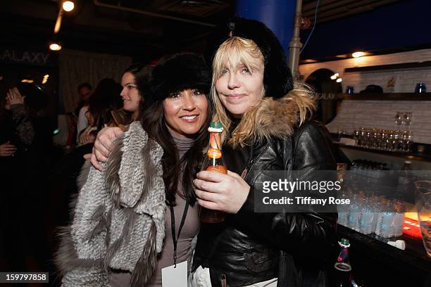 Frontera Talent Group owner Cynthia Apodaca and musician Courtney Love attend Day 3 of Tea of a Kind at Village At The Lift 2013 on January 20, 2013...