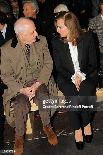 Pierre Berge and Valerie Trierweiler attend the Saint Laurent Men Autumn / Winter 2013 show at Grand Palais as part of Paris Fashion Week on January...