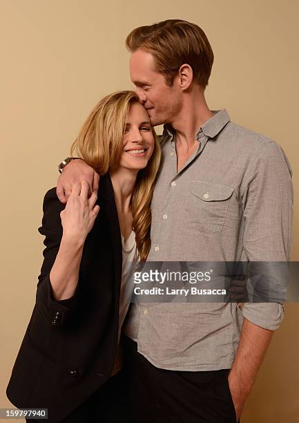 Actors Brit Marling and Alexander Skarsgard pose for a portrait during the 2013 Sundance Film Festival at the Getty Images Portrait Studio at Village...