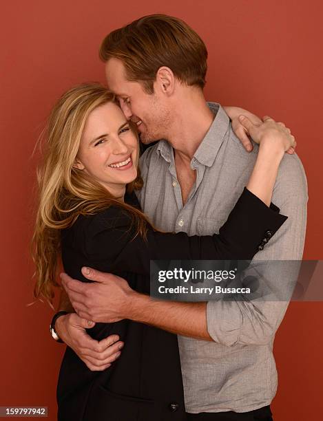 Actors Brit Marling and Alexander Skarsgard pose for a portrait during the 2013 Sundance Film Festival at the Getty Images Portrait Studio at Village...