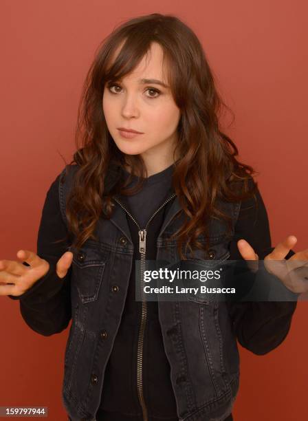 Actress Ellen Page poses for a portrait during the 2013 Sundance Film Festival at the Getty Images Portrait Studio at Village at the Lift on January...