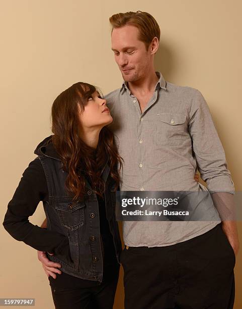 Actors Ellen Page and Alexander Skarsgard pose for a portrait during the 2013 Sundance Film Festival at the Getty Images Portrait Studio at Village...