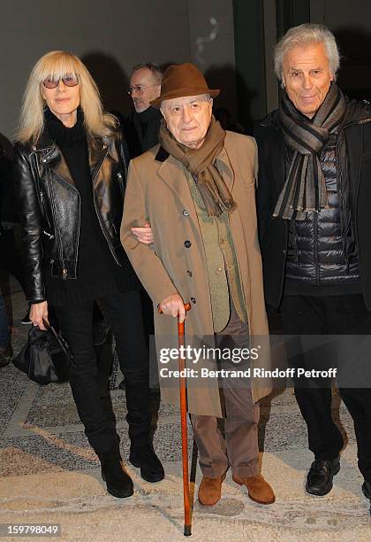 Betty Catroux, Pierre Berge and Francois Catroux attend the Saint Laurent Men Autumn / Winter 2013 show at Grand Palais as part of Paris Fashion Week...