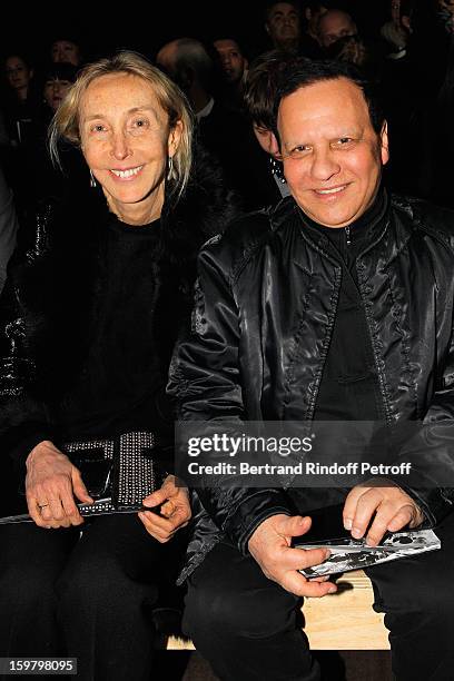 Azzedine Alaia and Carla Sozzani attend the Saint Laurent Men Autumn / Winter 2013 show at Grand Palais as part of Paris Fashion Week on January 20,...