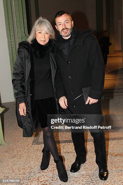 Ariel de Ravenel and Thomas Doustaly attend the Saint Laurent Men Autumn / Winter 2013 show at Grand Palais as part of Paris Fashion Week on January...