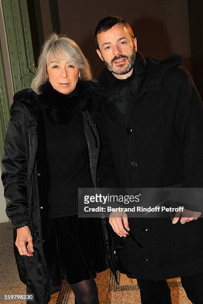 Ariel de Ravenel and Thomas Doustaly attend the Saint Laurent Men Autumn / Winter 2013 show at Grand Palais as part of Paris Fashion Week on January...