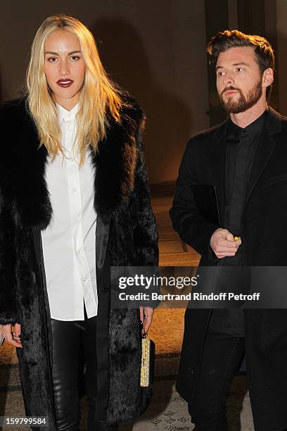 Beth Whitson and Andy Pompei attend the Saint Laurent Men Autumn / Winter 2013 show at Grand Palais as part of Paris Fashion Week on January 20, 2013...