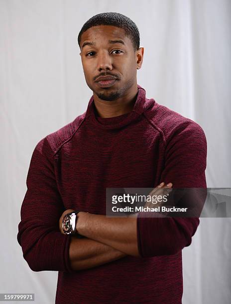 Actor Michael B. Jordan poses for a portrait at the photo booth for MSN Wonderwall at ChefDance on January 20, 2013 in Park City, Utah.
