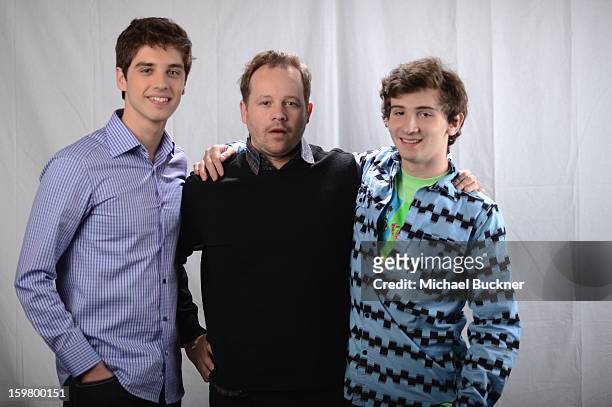 Actors David Lambert, Joshua Harto and Alex Shaffer pose for a portrait at the photo booth for MSN Wonderwall at ChefDance on January 20, 2013 in...