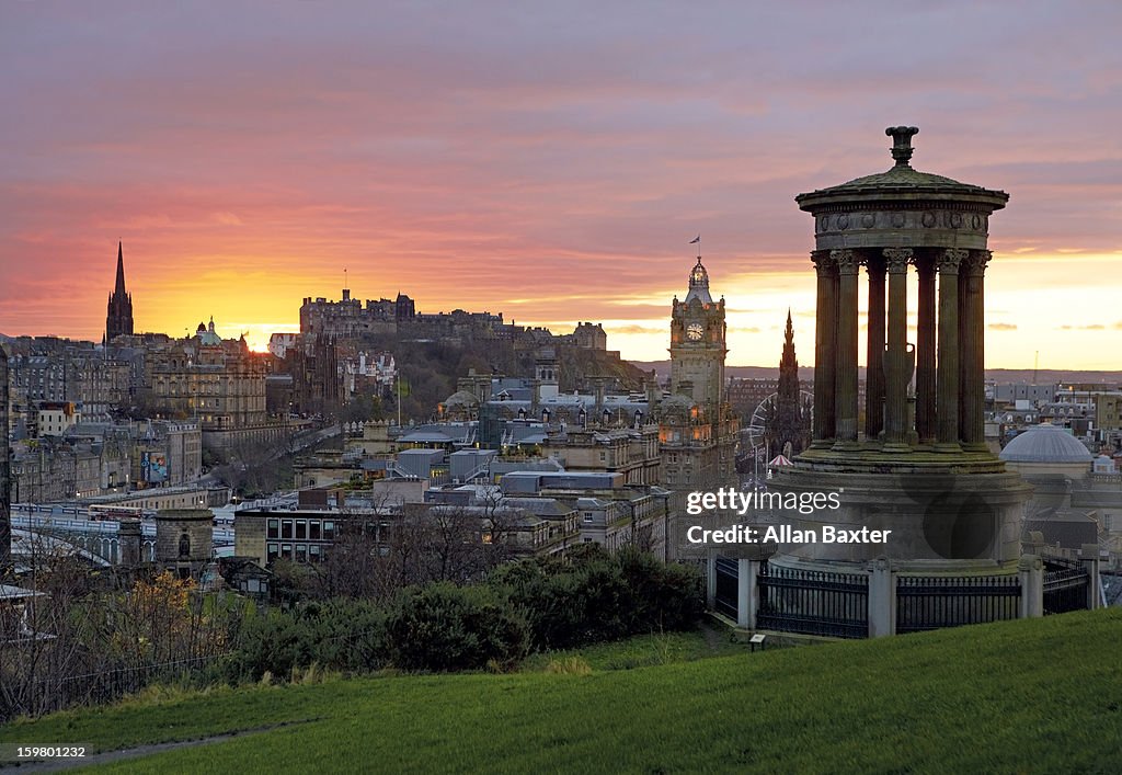 Edinburgh from 'Arthur's seat' at sunset