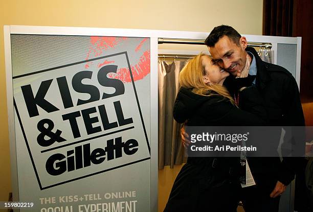 Guests attend Day 1 of Gillette Ask Couples at Sundance to "Kiss & Tell" if They Prefer Stubble or Smooth Shaven on January 18, 2013 in Park City,...