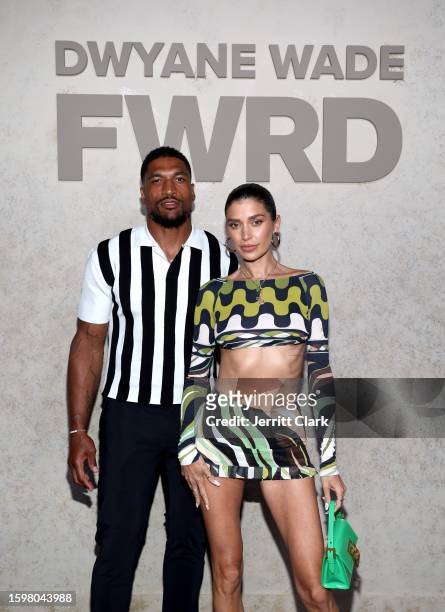 Larry English and Nicole Williams-English attend the Hall Of Fame Induction Celebration for Dwyane Wade at Chateau Marmont's Bar Marmont on August...
