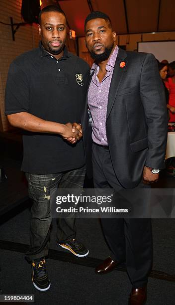 Dre Davis and David Banner attend the "LUV" screening at Frank Ski's on January 11, 2013 in Atlanta, Georgia.