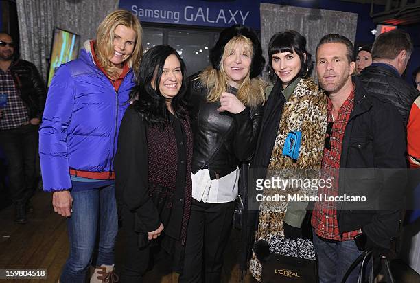 Actress Mariel Hemingway, filmmaker Barbara Kopple, singer Courtney Love, Langley Hemingway and Scott Lipps attend Day 3 of Samsung Galaxy Lounge at...