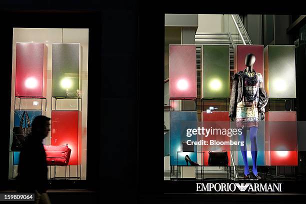 Pedestrian walks past an Emporio Armani store, operated by Giorgio Armani SpA, in the Omotesando district of Tokyo, Japan, on Saturday, Jan. 19,...