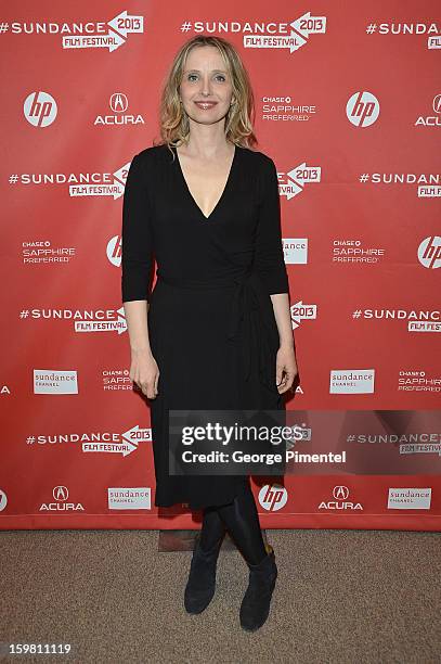 Actress Julie Delpy attends the "Before Midnight" premiere at Eccles Center Theatre during the 2013 Sundance Film Festival on January 20, 2013 in...