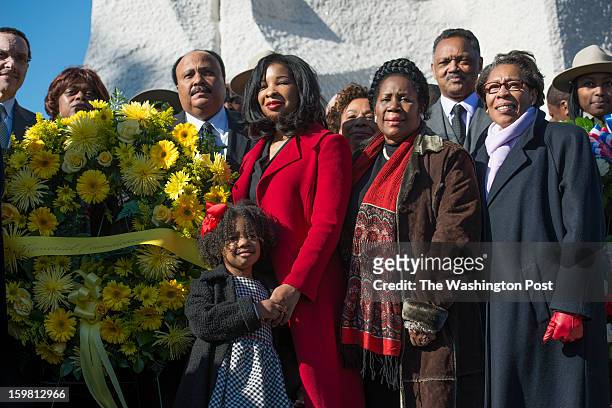Martin Luther King Jr. III, daughter Yolanda Renee King, wife Andrea Waters, along with Rep. Sheila Jackson Lee, Rev. Jesse Jackson and Rep. Marcia...