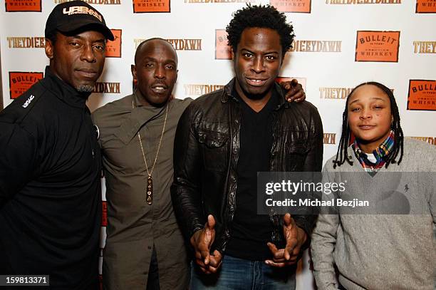 Isaiah Washington, Michael Kenneth Williams, Jeymes Samuel and Felicia Pearson, stars of 'They Die By Dawn,' pose at the Bulleit Bourbon preview...