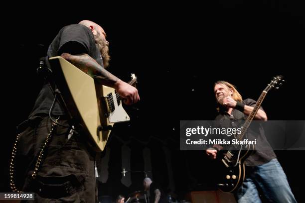 Guitarist Pepper Keenan of Down and guitarist Kirk Windstein of Down at Regency Ballroom on January 20, 2013 in San Francisco, California.