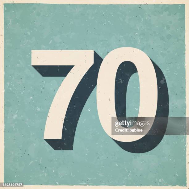 70 Number Seventy Icon In Retro Vintage Style Old Textured Paper