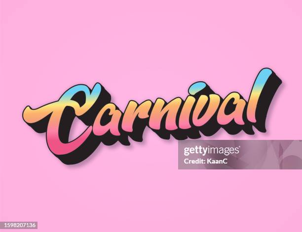 ilustraciones, imágenes clip art, dibujos animados e iconos de stock de letras de carnaval. ilustración de stock de letras de estilo retro. ilustración de la invitación o tarjeta de felicitación - celebración universitaria de carnaval