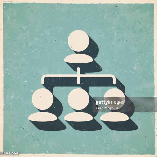 hierarchy. icon in retro vintage style - old textured paper - org chart background stock illustrations