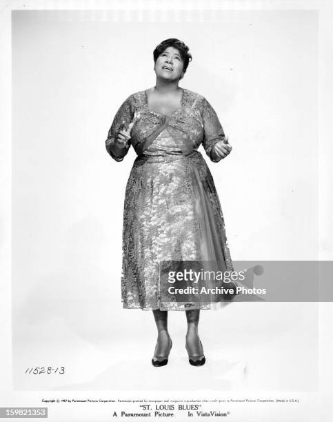 Mahalia Jackson singing in a scene from the film 'St. Louis Blues', 1957.
