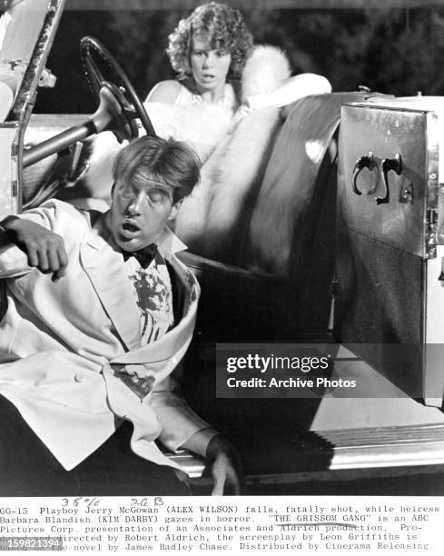 Alex Wilson is fatally shot in front of Kim Darby in a scene from the film 'The Grissom Gang', 1971.