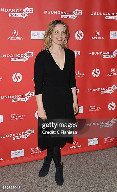 Julie Delpy attends the 'Before Midnight' premiere at Eccles Center Theatre during the 2013 Sundance Film Festival on January 20, 2013 in Park City,...