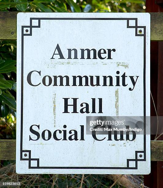 General view of the Anmer Community Hall Social Club sign in Anmer on January 13, 2013 in King's Lynn, England. It has been reported that Queen...