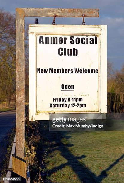 General view of the Anmer Social Club sign in Anmer on January 13, 2013 in King's Lynn, England. It has been reported that Queen Elizabeth II is to...