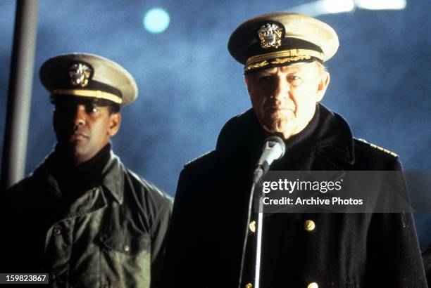 Gene Hackman and Denzel Washington in a scene from the film 'Crimson Tide', 1995.
