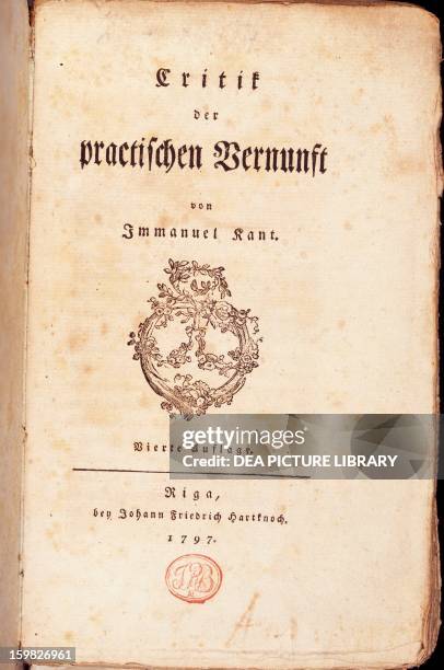 Title page for the Critique of Practical Reason by Immanuel Kant , German philosopher.